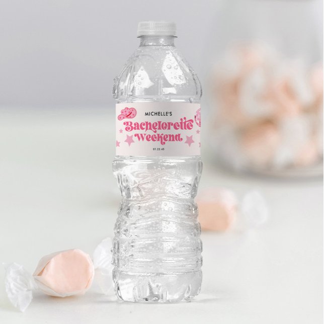 Étiquette Pour Bouteilles D'eau Dernière Fête de Bachelorette de Rodéo Disco (Water Bottle Label)