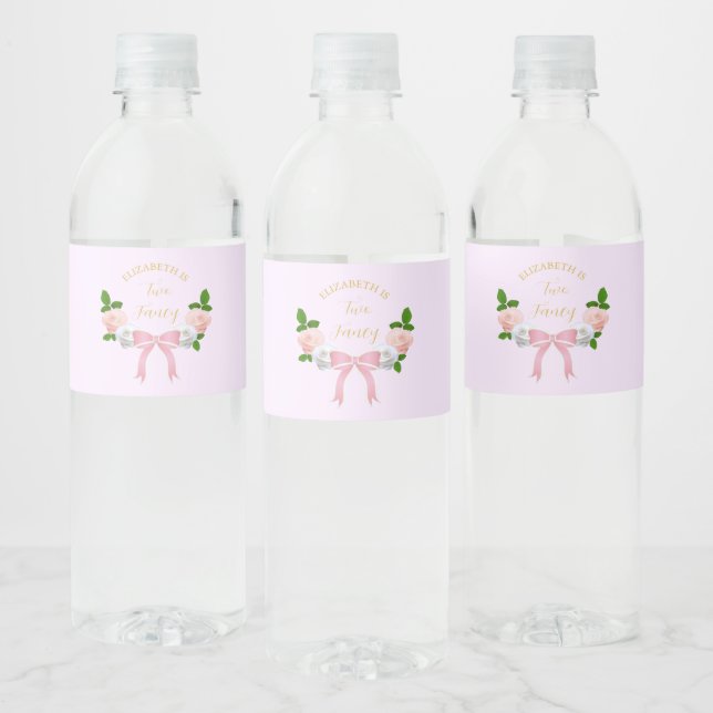 Étiquette Pour Bouteilles D'eau Deux Fancy Bow Floral Anniversaire (Bouteilles)
