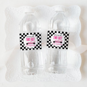 Étiquette Pour Bouteilles D'eau Deux Fast Pink Race Car 2e fête d'anniversaire