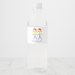 Étiquette Pour Bouteilles D'eau Deux mariées Rainbow Love