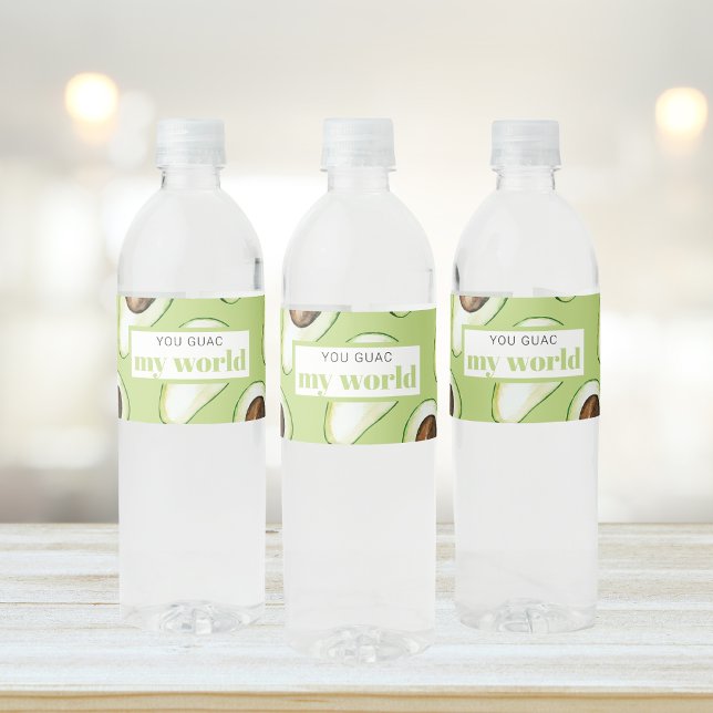 Étiquette Pour Bouteilles D'eau Devis moderne vert Avocado amusant (Créateur téléchargé)