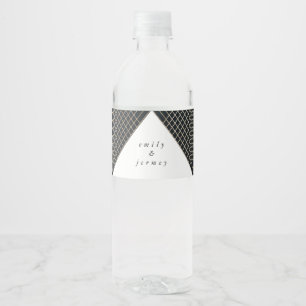 Étiquette Pour Bouteilles D'eau Diamant Géométrique Marine Gold Gatsby Mariage