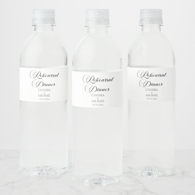 Étiquette Pour Bouteilles D'eau Dîner de répétition Mariage de script élégant (Bouteilles)