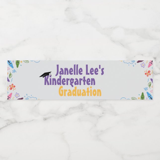 Étiquette Pour Bouteilles D'eau Doodle Kindergarten Graduation Party (Étiquettes simples)