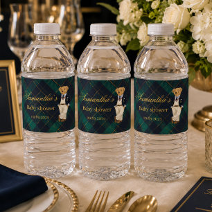 Étiquette Pour Bouteilles D'eau Douce Fête de Bébé Ourson Argent Ancien