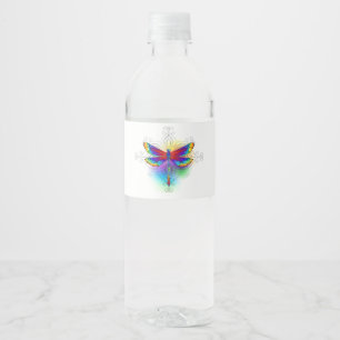 Étiquette Pour Bouteilles D'eau Dragonfly en arc-en-ciel