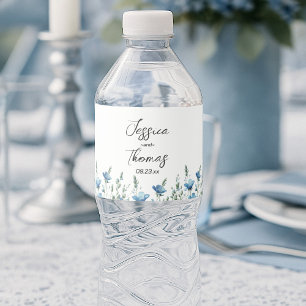 Étiquette Pour Bouteilles D'eau Dusty Blue Boho Chic Fleur sauvage Mariage simple