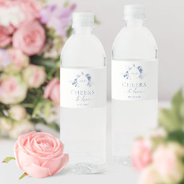 Étiquette Pour Bouteilles D'eau Dusty Blue Floral Wedding | Cheers to Love