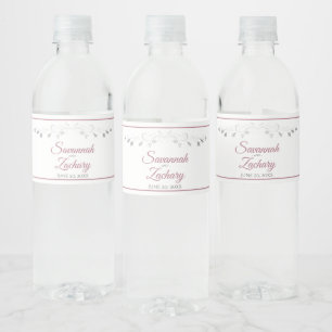 Étiquette Pour Bouteilles D'eau Dusty Rose sur White Elegant Vintage Border Mariag