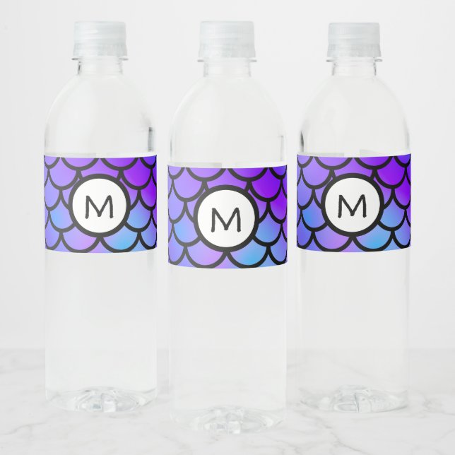 Étiquette Pour Bouteilles D'eau Écailles de sirène bleu rose violet sarcelle Fanta (Bouteilles)