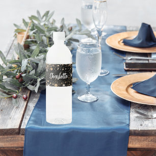 Étiquette Pour Bouteilles D'eau Écran de nom en or noir