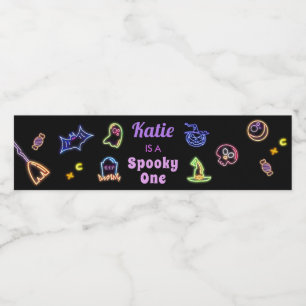 Étiquette Pour Bouteilles D'eau Éffrayant Halloween brillant noir Anniversaire