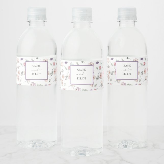 Étiquette Pour Bouteilles D'eau Élégant Appartement moderne Botanique Mariage vert (Bouteilles)