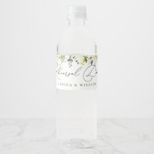 Étiquette Pour Bouteilles D'eau Elégant Eucalyptus White Roses Dîner de répétition