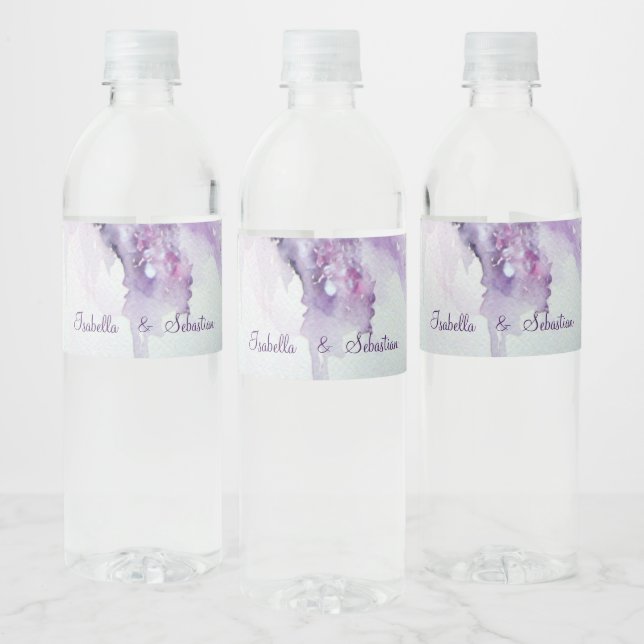 Étiquette Pour Bouteilles D'eau Élégant Mariage Lilac Flowers (Bouteilles)