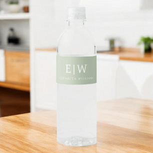 Étiquette Pour Bouteilles D'eau Élégant professionnel simple Monogramme minimalist