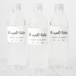 Étiquette Pour Bouteilles D'eau Élégant Script La Nuit Avant Le Dîner De Répétitio