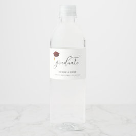 Étiquette Pour Bouteilles D'eau Élégant Script Maroon Lycée Graduate