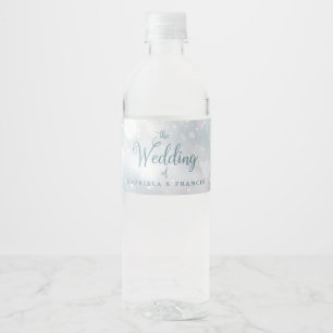 Étiquette Pour Bouteilles D'eau Élégant Snowflakes Script Mariage hivernal