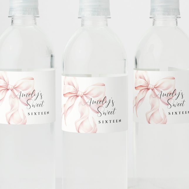 Étiquette Pour Bouteilles D'eau Elégant Sweet sixteen de cabot rose (Créateur téléchargé)