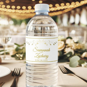 Étiquette Pour Bouteilles D'eau Elegant Vintage Floral Gold Flourish Wedding