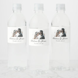 Étiquette Pour Bouteilles D'eau Élégante calligraphie Photo Sparkling Vin Mariage 