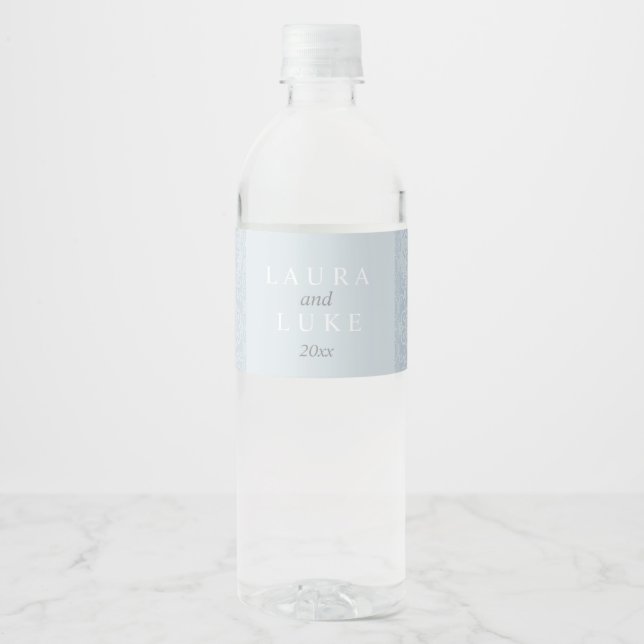 Étiquette Pour Bouteilles D'eau Elégante dentelle gris (Devant)
