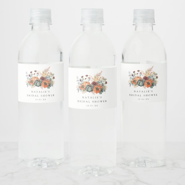 Étiquette Pour Bouteilles D'eau Élégante douche de mariée d'automne (Bouteilles)