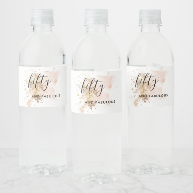 Étiquette Pour Bouteilles D'eau Élégante femme 50e anniversaire (Bouteilles)