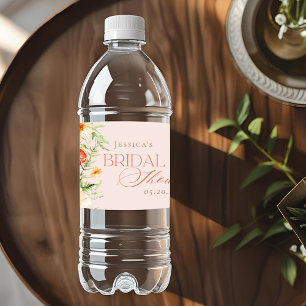 Étiquette Pour Bouteilles D'eau Élégante Fête de Mariage Florale Citrus Rose