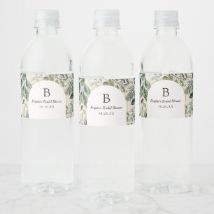 Étiquette Pour Bouteilles D'eau Elégante Fête des mariées Botanique Beige
