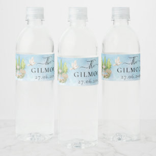 Étiquette Pour Bouteilles D'eau Elégante Fontaine fleurs colombes Mariage Luxe