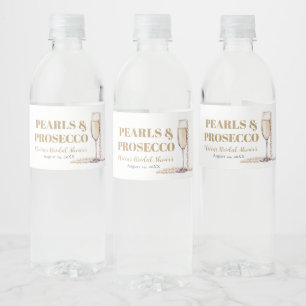 Étiquette Pour Bouteilles D'eau Elégante perles d'or et Fête des mariées de poursu