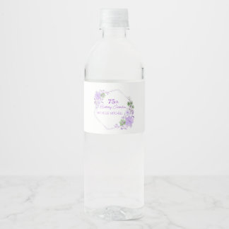 Étiquette Pour Bouteilles D'eau Élégante Personnalisation 75e Anniversaire Lavande