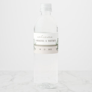 Étiquette Pour Bouteilles D'eau Elégante verdure Mémoire Mariage