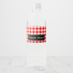 Étiquette Pour Bouteilles D'eau Empreinte en vichy pique-nique rouge