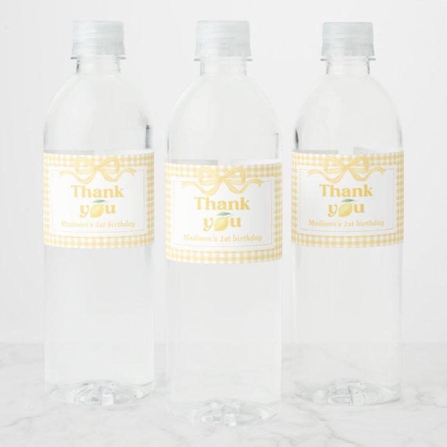 Étiquette Pour Bouteilles D'eau en vichy Lemon Thème 1er anniversaire (Bouteilles)
