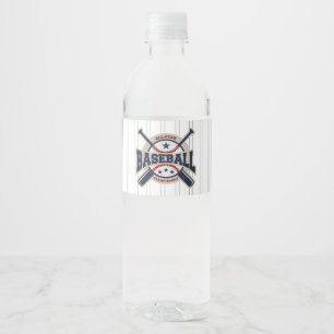 Étiquette Pour Bouteilles D'eau Équipe de baseball étoile sport fête d'anniversair