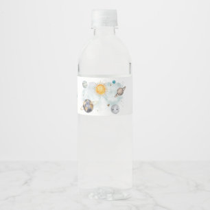Étiquette Pour Bouteilles D'eau Espace Extérieur Anniversaire Galaxie Soleil Lune