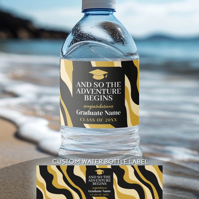 Étiquette Pour Bouteilles D'eau Et ainsi commence l'aventure - Remise de diplôme m (Custom Graduation Water Bottle Label)