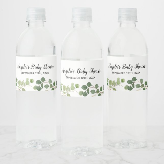 Étiquette Pour Bouteilles D'eau Étiquette Bouteille d'eau d'aquarelle verte (Bouteilles)