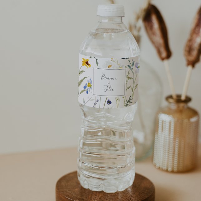 Étiquette Pour Bouteilles D'eau Étiquette de bouteille d'eau à Mariage Floral Wild (Créateur téléchargé)