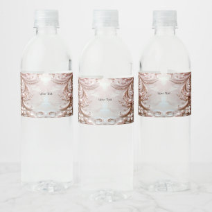 Étiquette Pour Bouteilles D'eau Étiquette de bouteille d'eau à perle et fleurs orn
