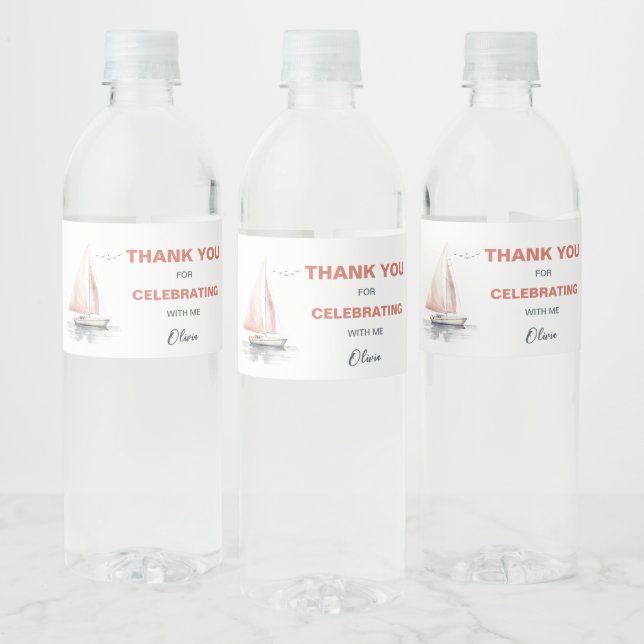 Étiquette Pour Bouteilles D'eau Étiquette de bouteille d'eau à voilier modifiable (Bouteilles)