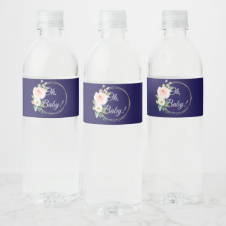 Étiquette Pour Bouteilles D'eau Étiquette de bouteille d'eau bleu marine Oh bébé