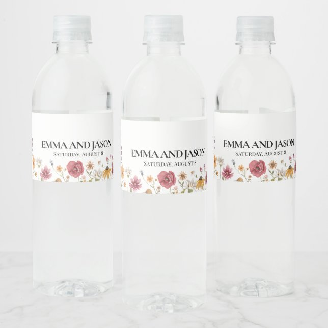 Étiquette Pour Bouteilles D'eau Étiquette de bouteille d'eau fleur sauvage (Bouteilles)