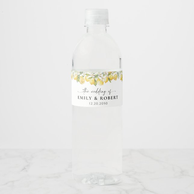 Étiquette Pour Bouteilles D'eau Étiquette de bouteille d'eau Mariage citron (Devant)