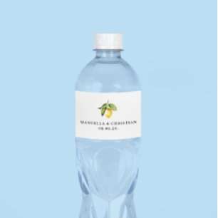 Étiquette Pour Bouteilles D'eau Étiquette de bouteille d'eau Mariage citron jaune