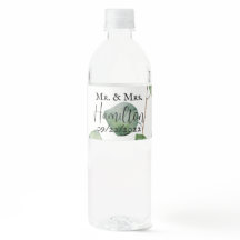 Étiquette de bouteille d'eau Mariage Eucalyptus