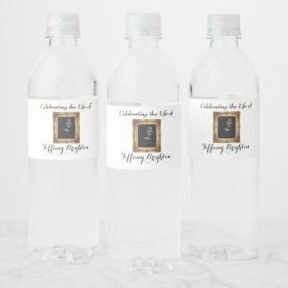 Étiquette Pour Bouteilles D'eau Étiquette de bouteille d'eau Memorial Gold Frame